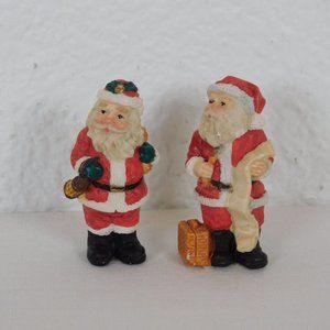 Christmas Santa Claus Figurine Lot of 2 Lantern Suitcase List 2" Resin Holiday